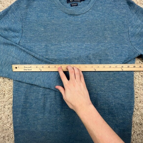 Vtg GRAYERS Clothiers Sweater Mens Medium Blue Linen Wool Blend Pullover L/S - Picture 3 of 10